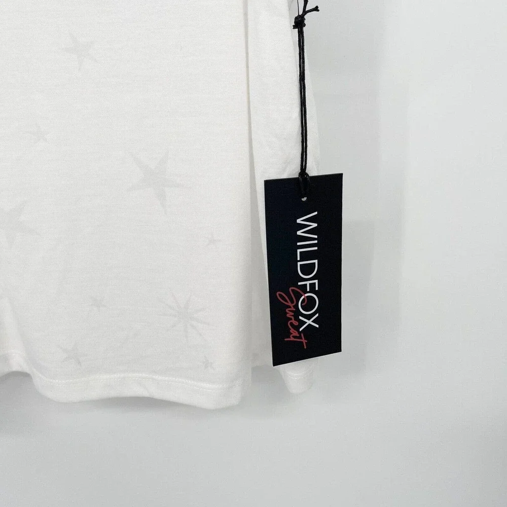 Wildfox Sweat White Star Mix Burnout‎ Crop Tank Top Size XL Sleeveless NWT